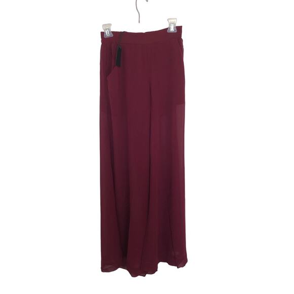 Uniq Merlot High Waisted Wide Leg Pallazo Pants - S - Picture 1 of 6